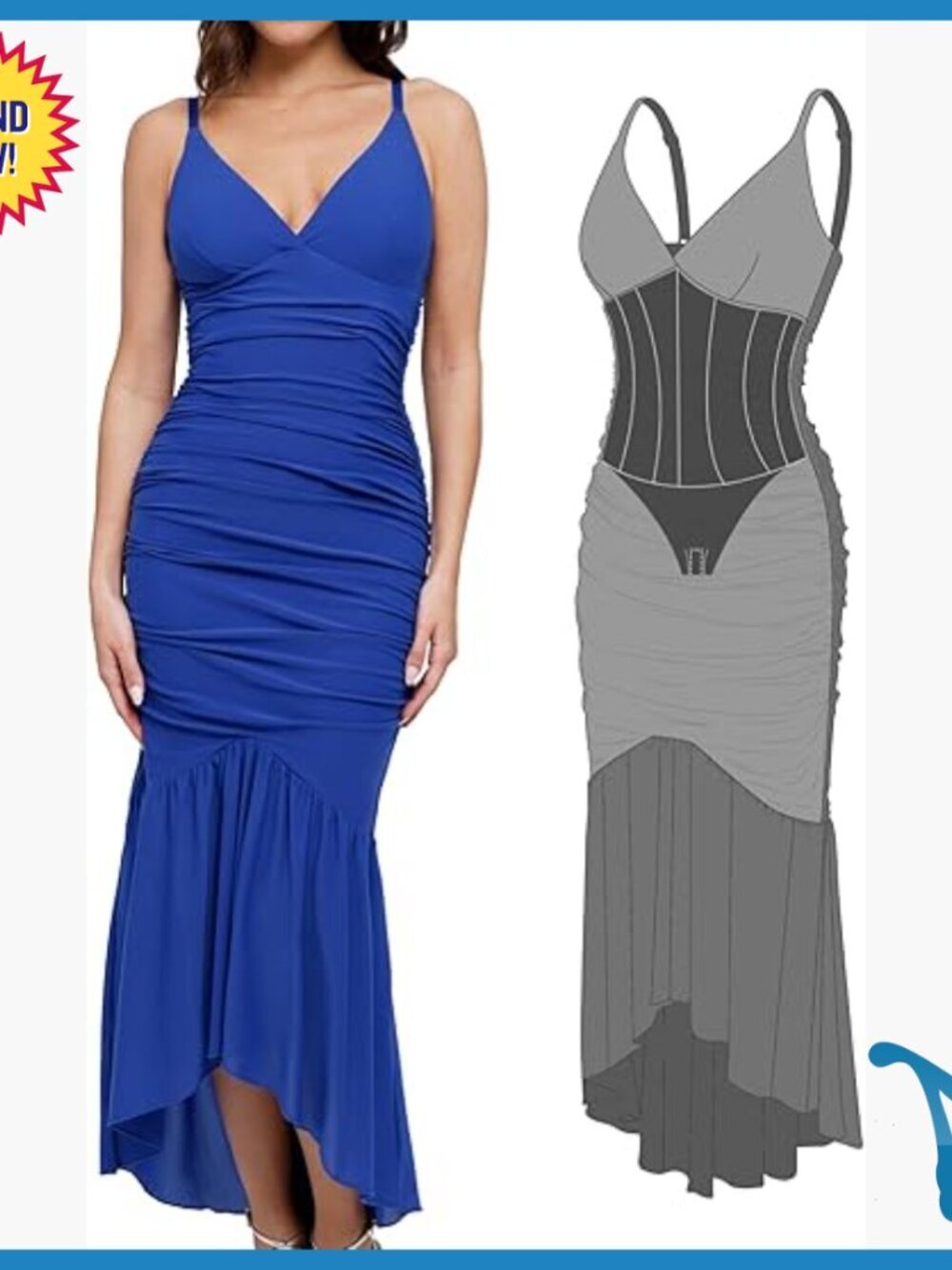 Built-in Shapewear Maxi Dress with Cooling Fabric for Wedding Guest - Picture 1 of 7